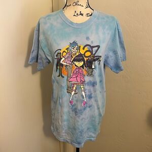 Gorillaz Band Blue Distressed Tie Dye Graphic Shirt Music Band Tee